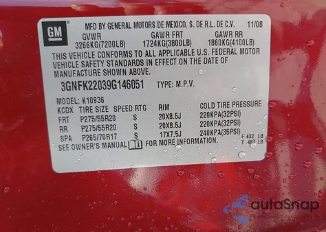 2009 Chevrolet Avalanche 1500 Lt2 from USA, damaged, VIN 3GNFK22039G146051